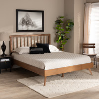 Baxton Studio Toru-Ash Walnut-Full Baxton Studio Toru Mid-Century Modern Ash Walnut Finished Wood Full Size Platform Bed